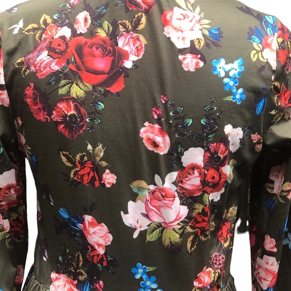 Zesica Hunter Green Pink Floral Long Sleeve Dress size Small - Picture 4 of 11